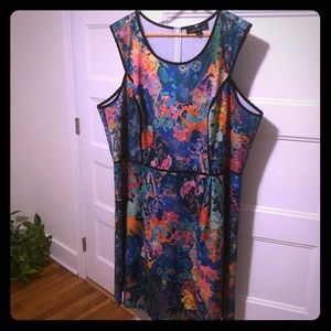 Vibrant floral dress in stretch scuba